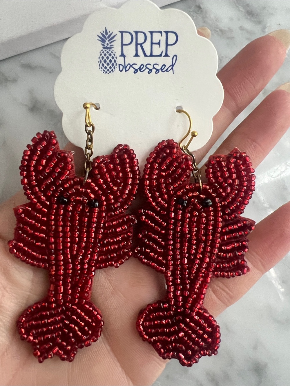 Beaded Lobster Earrings 🦞 - Picture 3 of 3